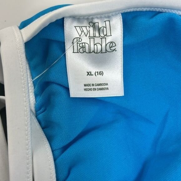 Wild Fable Womens Triangle Bikini Top XL Blue & White Recycled Polyester NWT - Picture 3 of 6
